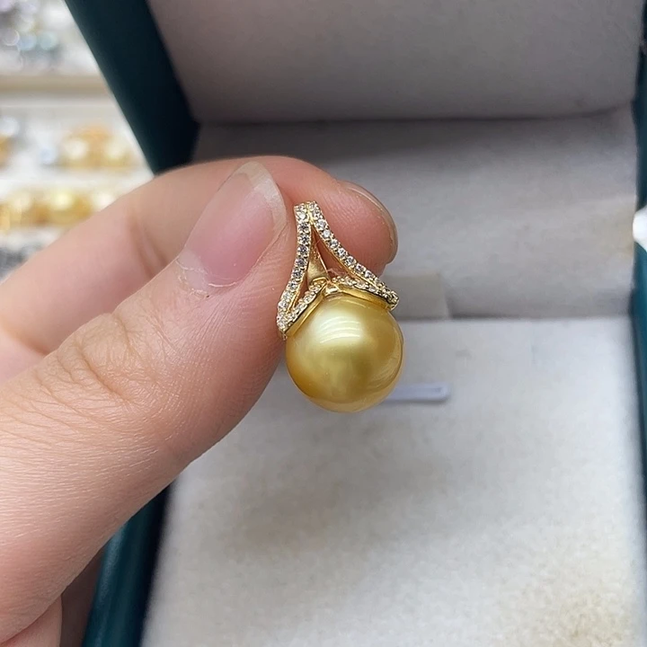 银S925镶嵌海水珍珠吊坠(不含链)