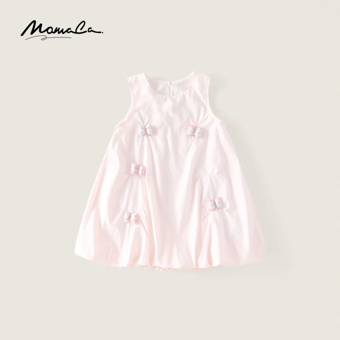 MOMOCO夏季款女童甜美蝴蝶结可爱甜美连衣裙77630476004