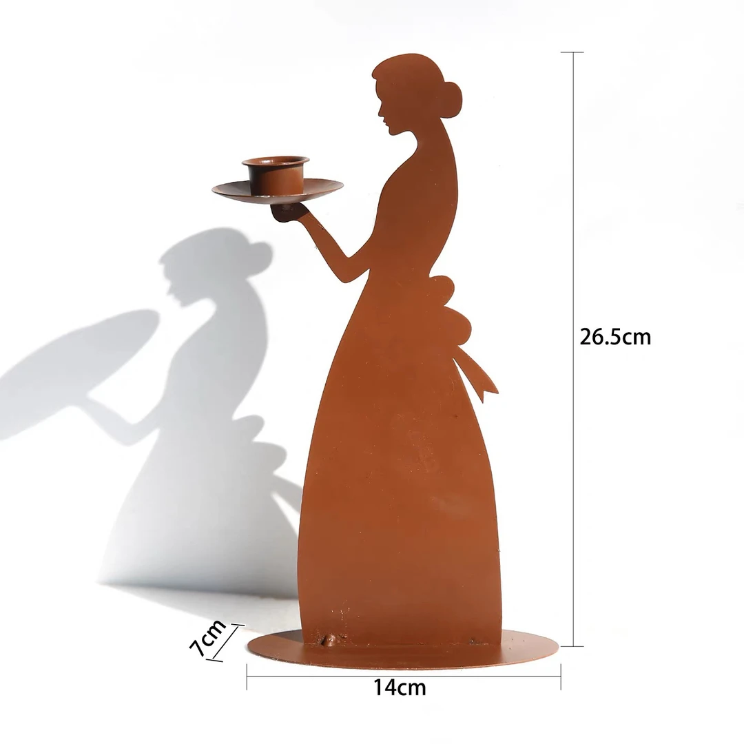 【南乔花园】阳台花园装饰摆件烛台铁皮剪影女仆烛台花插摆件
