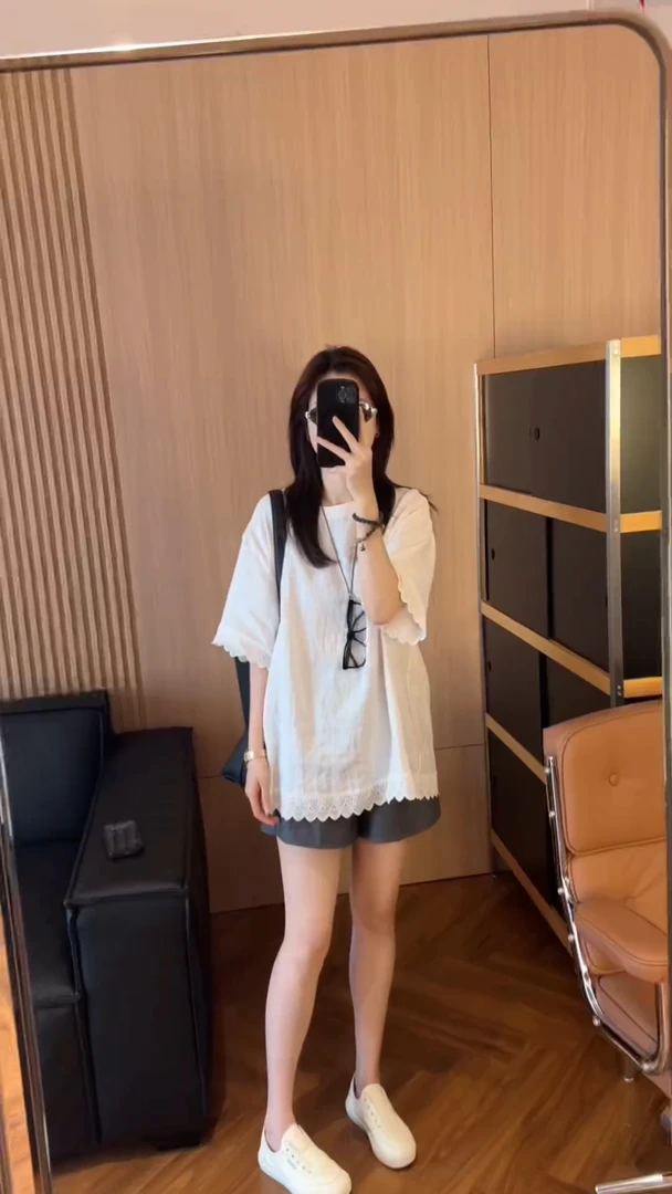 夏季一整套女装2025年新款韩版减龄气质时尚中长袖上衣短裤两件套