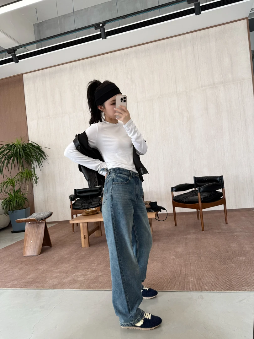 【纤里】25年秋季新款轻奢轻熟风高级感时尚牛仔裤 YK063