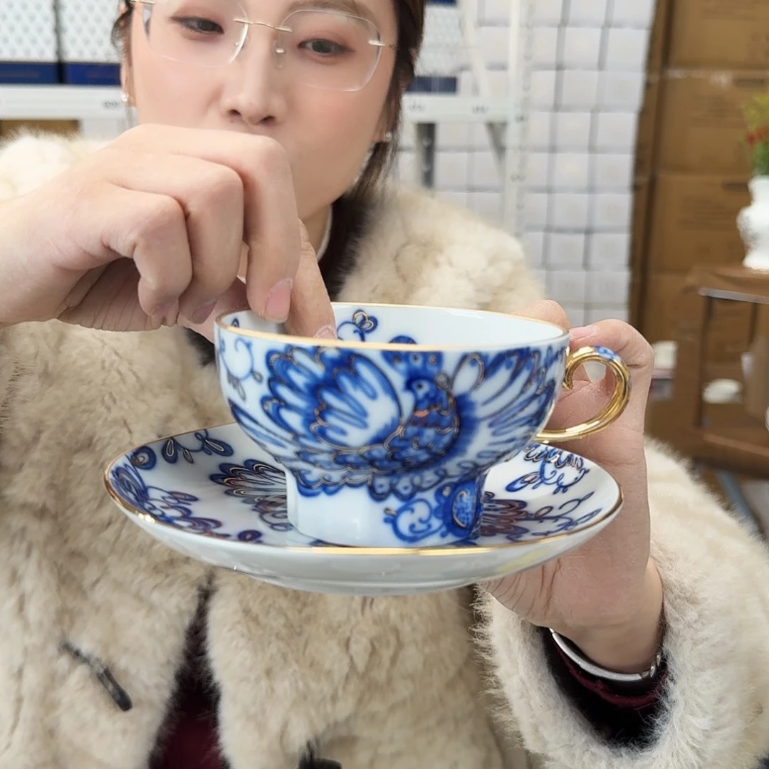 肴***咖骨瓷骨瓷咖啡杯碟一套220ml外贸骨瓷