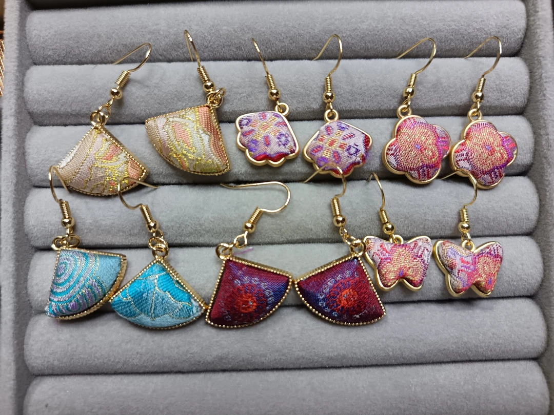 合金珐琅耳饰 非遗宋锦耳饰手工制品