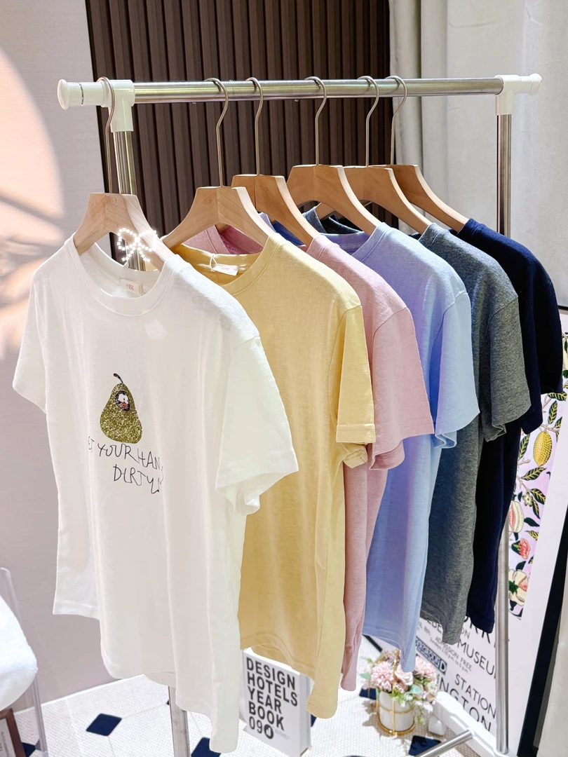 【俐心2】2025夏季韩版宽松女士圆领洋气透气薄款眼睛梨短袖T恤-e