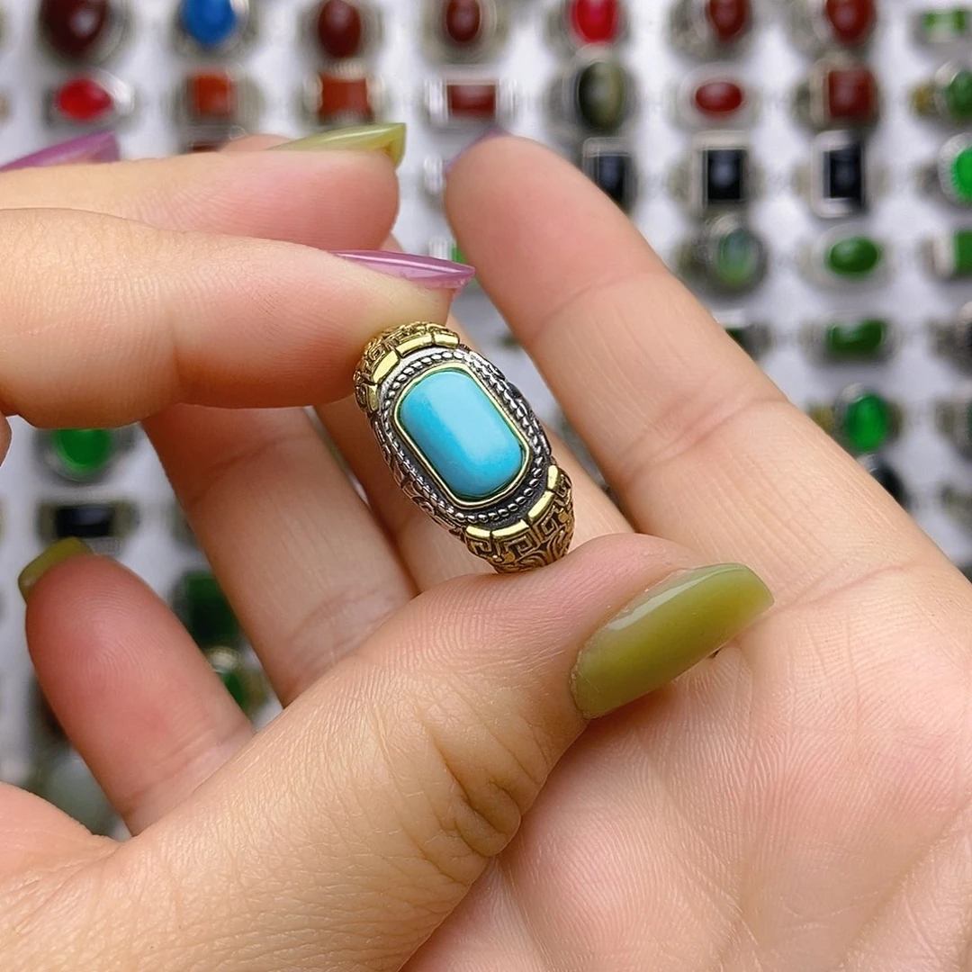 绿松石戒指银S925镶嵌