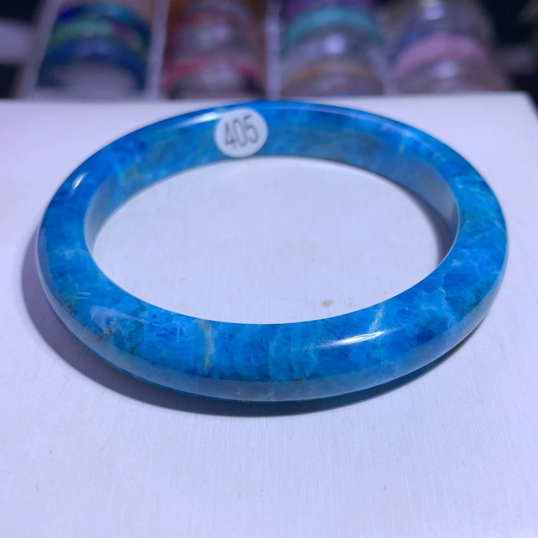 手镯银S925镶嵌水晶蓝磷灰59.8圈405