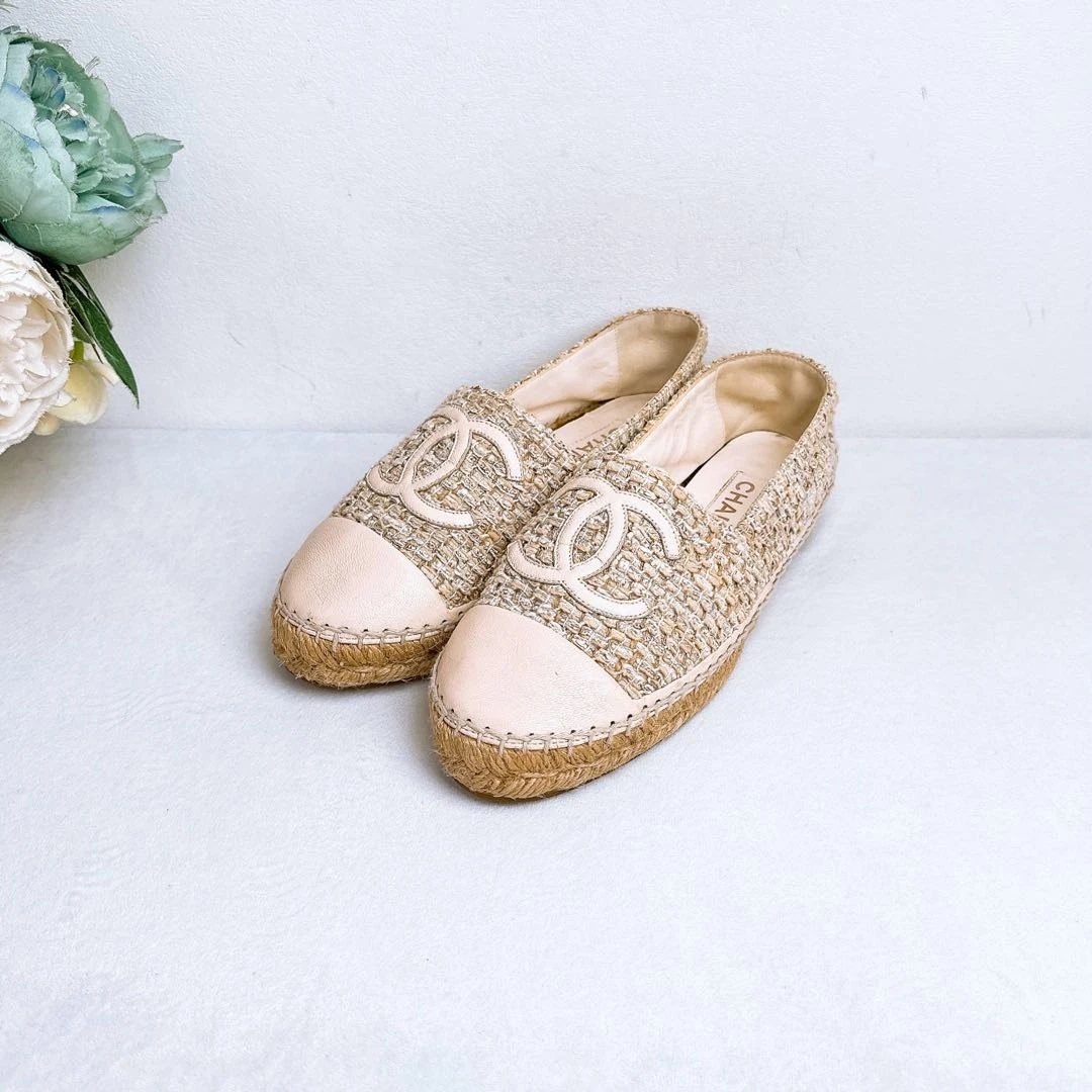 95新 Chanel/香奈儿 /草编渔夫鞋/38码/Xsps12901