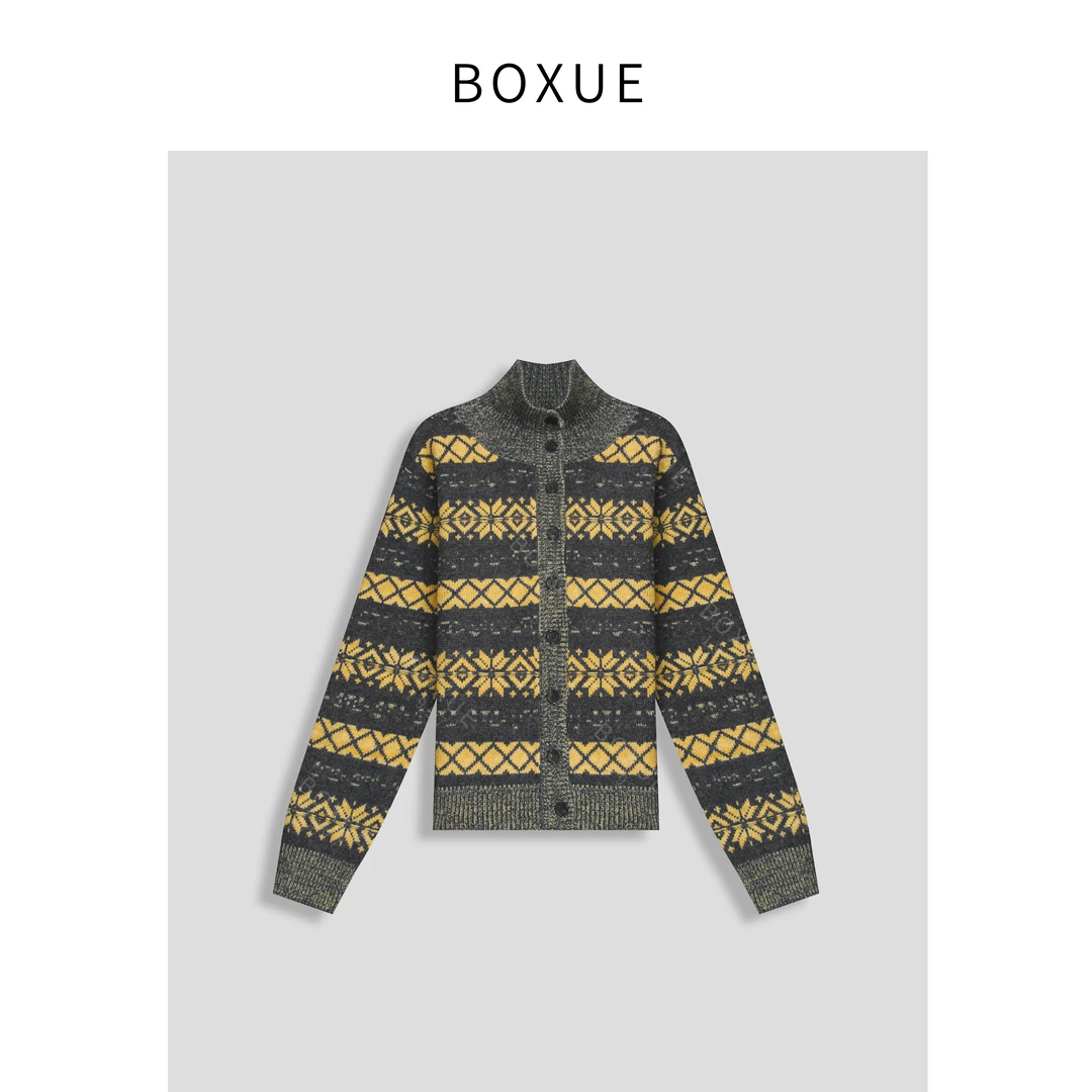 BOXUE “素裳” 2024冬新款高级感轻奢条纹立领 外套#241208W45