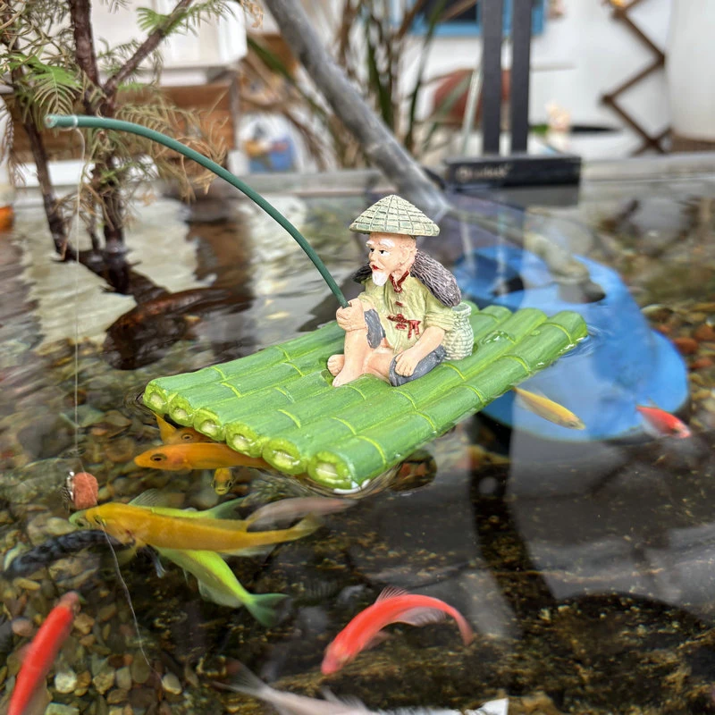 老头钓鱼树脂摆件