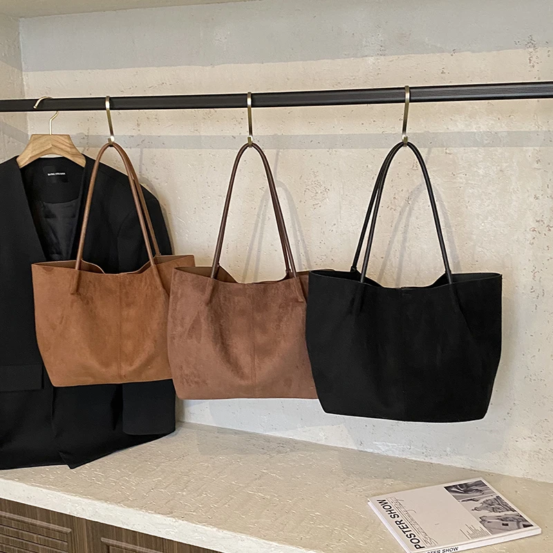 子母包大容量复古麂皮绒托特包女2025新款秋冬百搭通勤手提单肩包