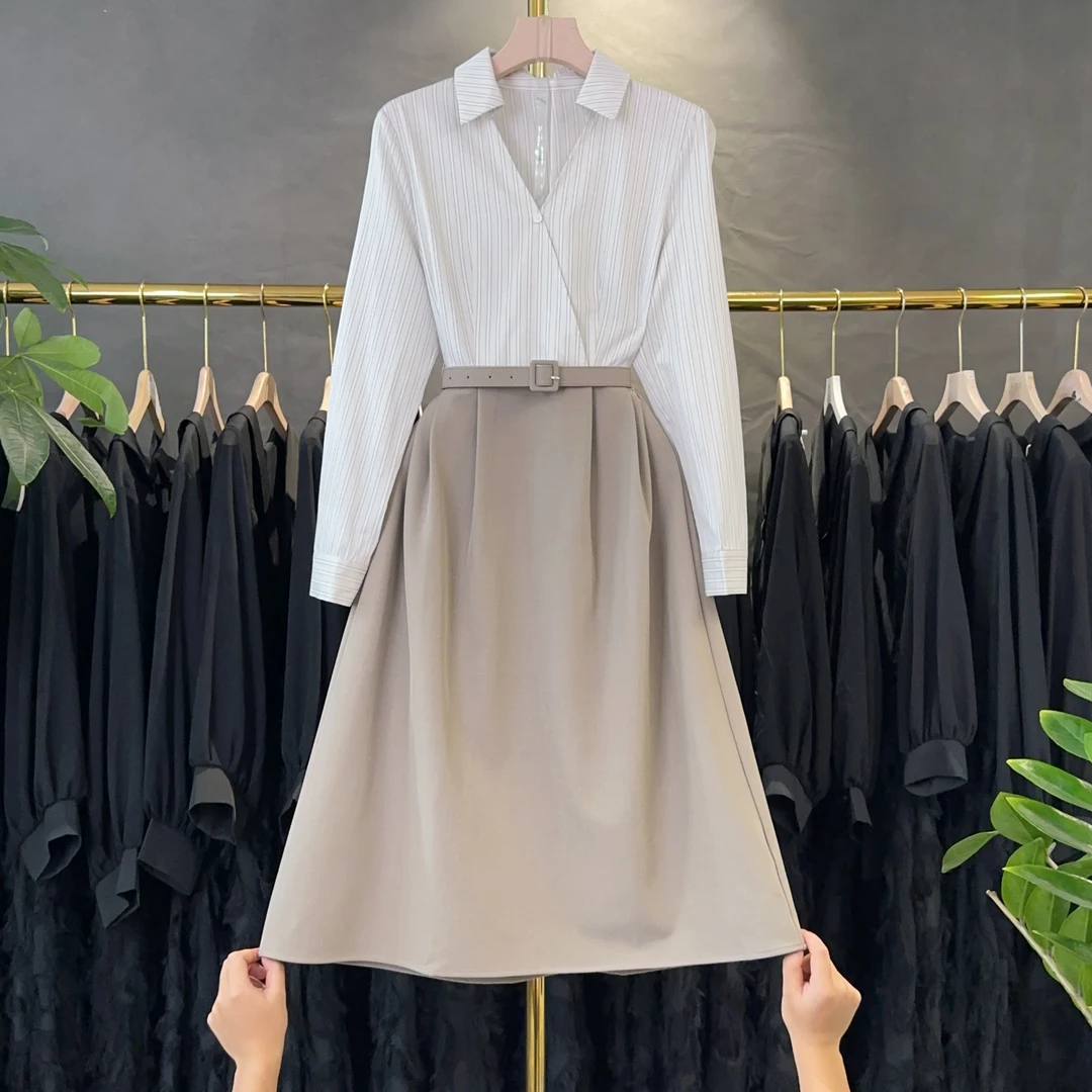 现货【RG2329】2025新款轻奢复古时尚气质百搭减龄显瘦新款连衣裙