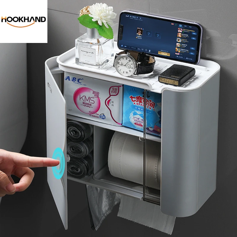 卫生间纸巾盒厕所卫生纸抽纸卷纸筒厕纸家用挂壁免打孔防水置物架