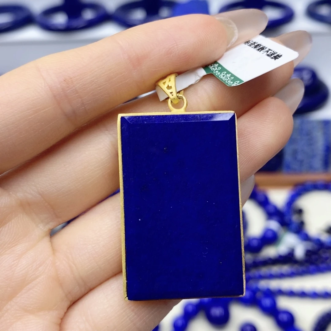 青金石银S925镀金镶嵌颈饰