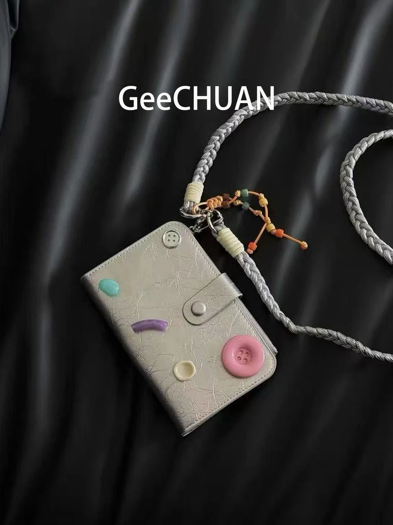 GeeCHUAN 彩色纽扣多功能机场护照包旅行便携卡包钱包单肩斜跨包