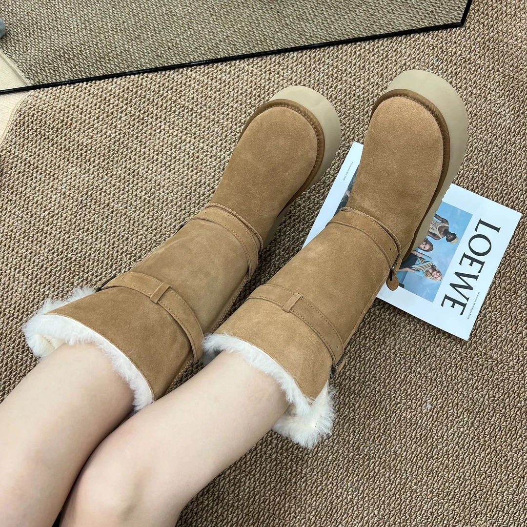 【大骑士】高筒翻毛羊皮毛一体冬季新款雪地靴厚底时尚百搭