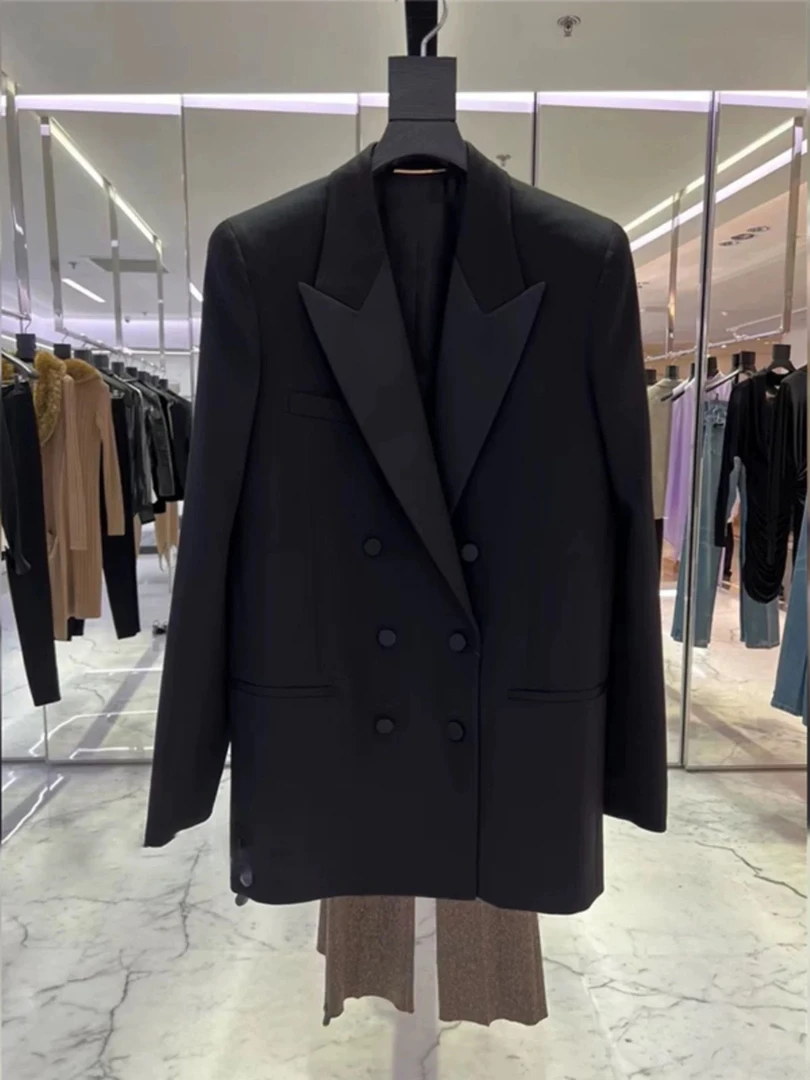 YC1307 女装西装枪驳领黑色总裁风时尚西装外套