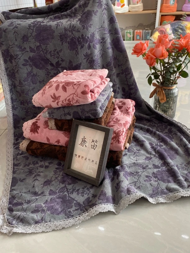 加厚加大复古玫瑰毛巾40-80到手一条