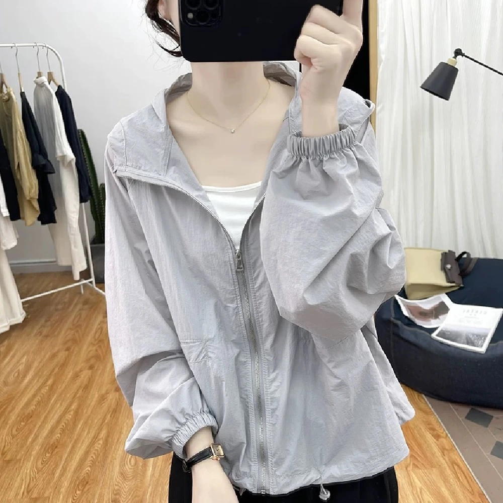 防紫外线防晒女装时尚短外套夏季宽松薄款连帽减龄百搭显瘦防晒衣