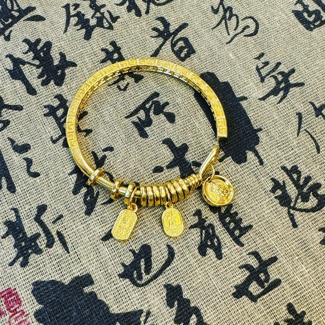 足银手镯 五帝钱开口手镯厚包工艺精致款不掉色 不挑人