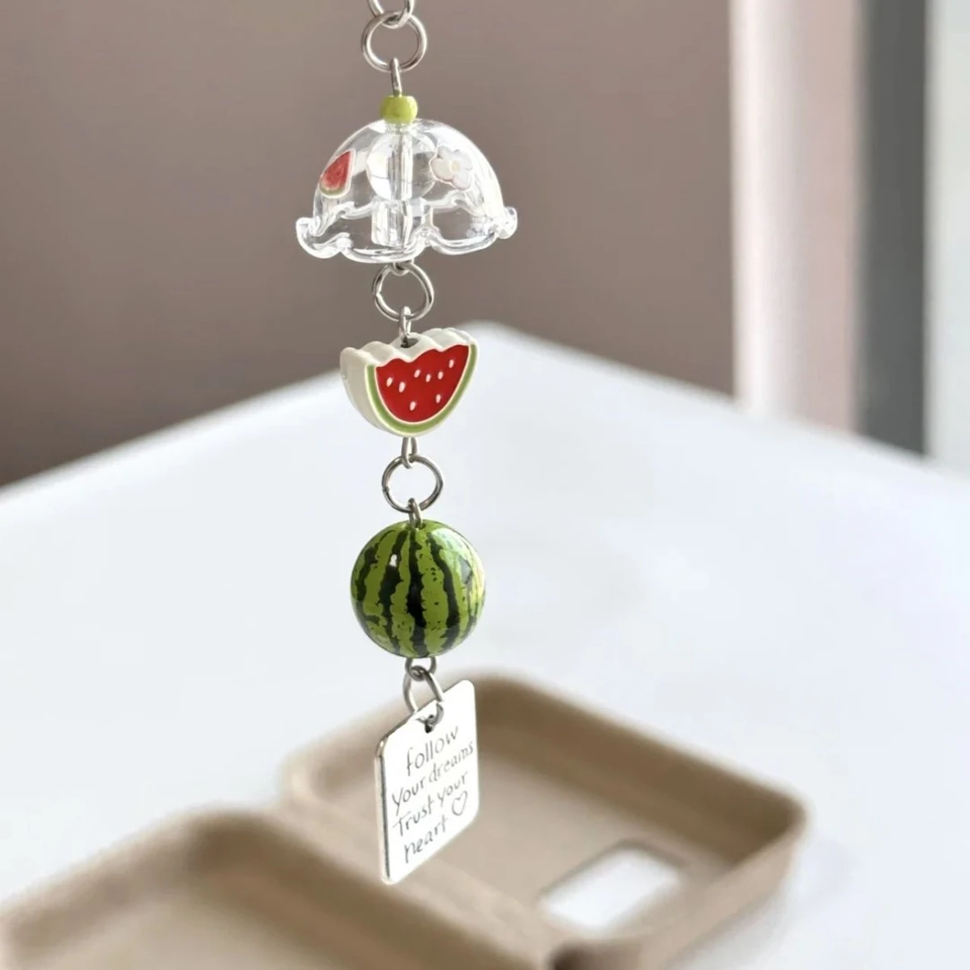 爱吃西瓜风铃手机链钥匙扣高颜值包包挂件手机笔袋挂饰送闺蜜礼物