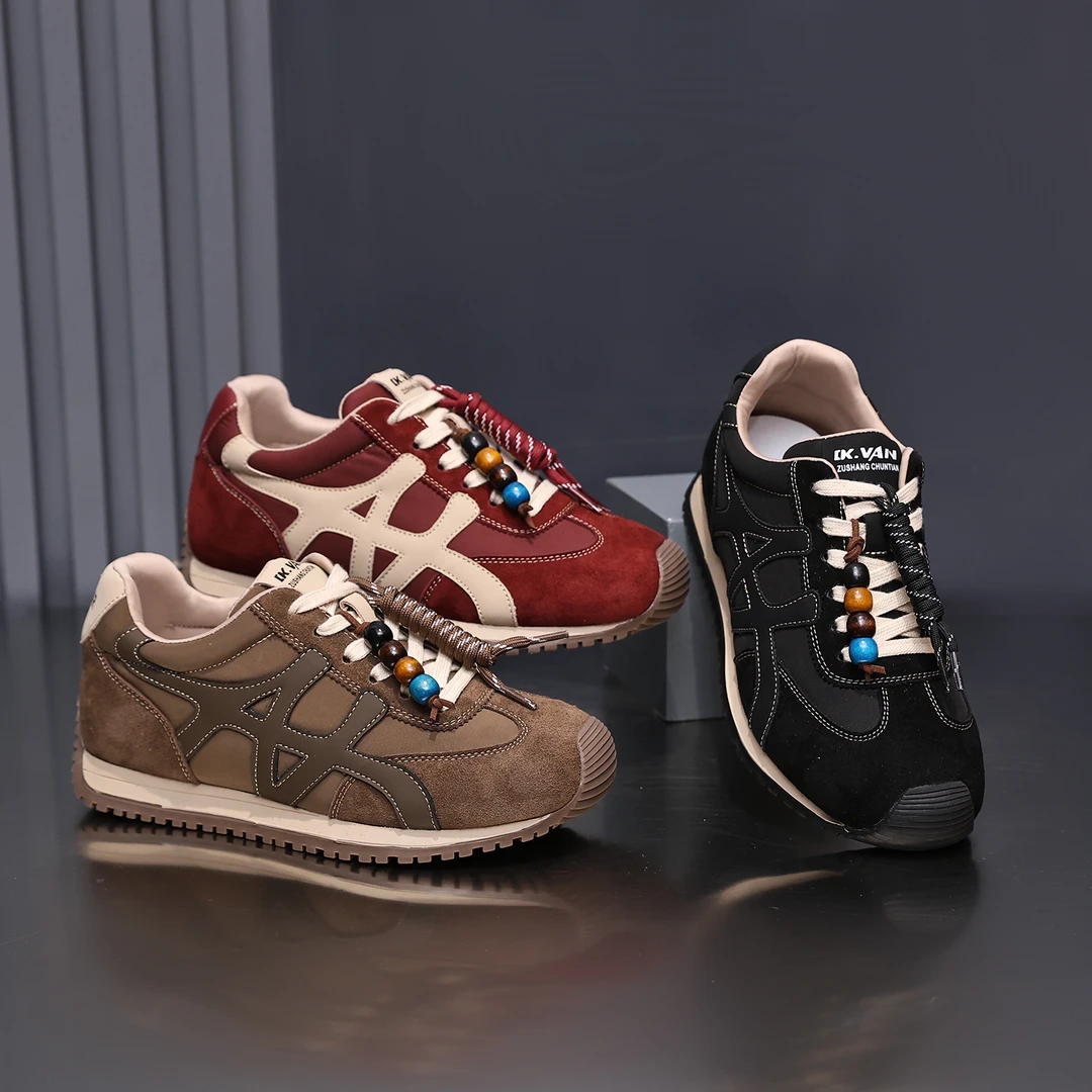 爆款红色厚底德训鞋女款 2025新款秋季休闲复古阿甘鞋板鞋