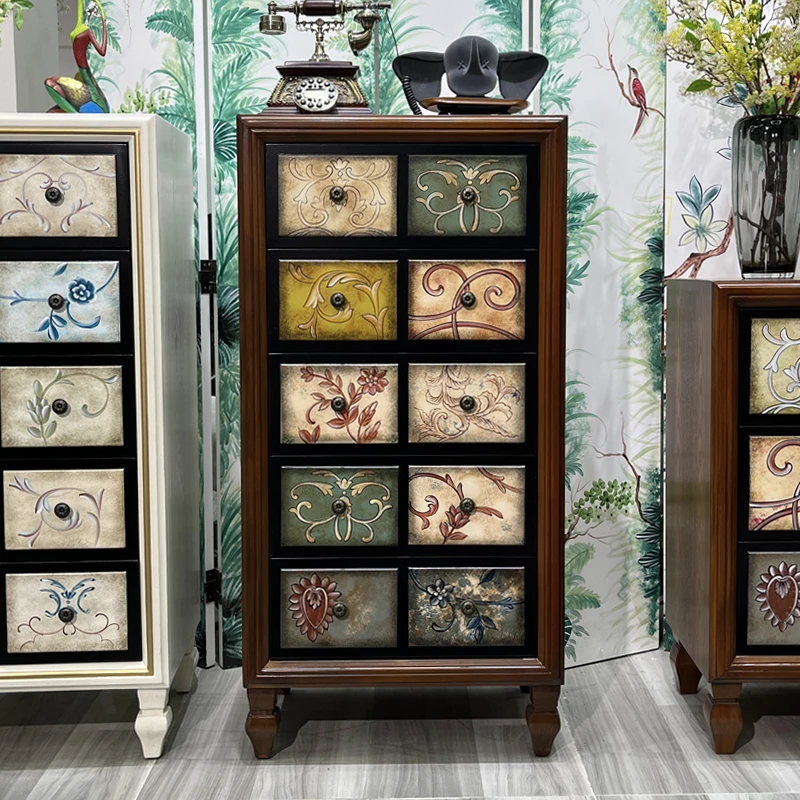 【七七专属】美式斗柜五斗柜客厅收纳柜子储物柜复古家具五斗橱