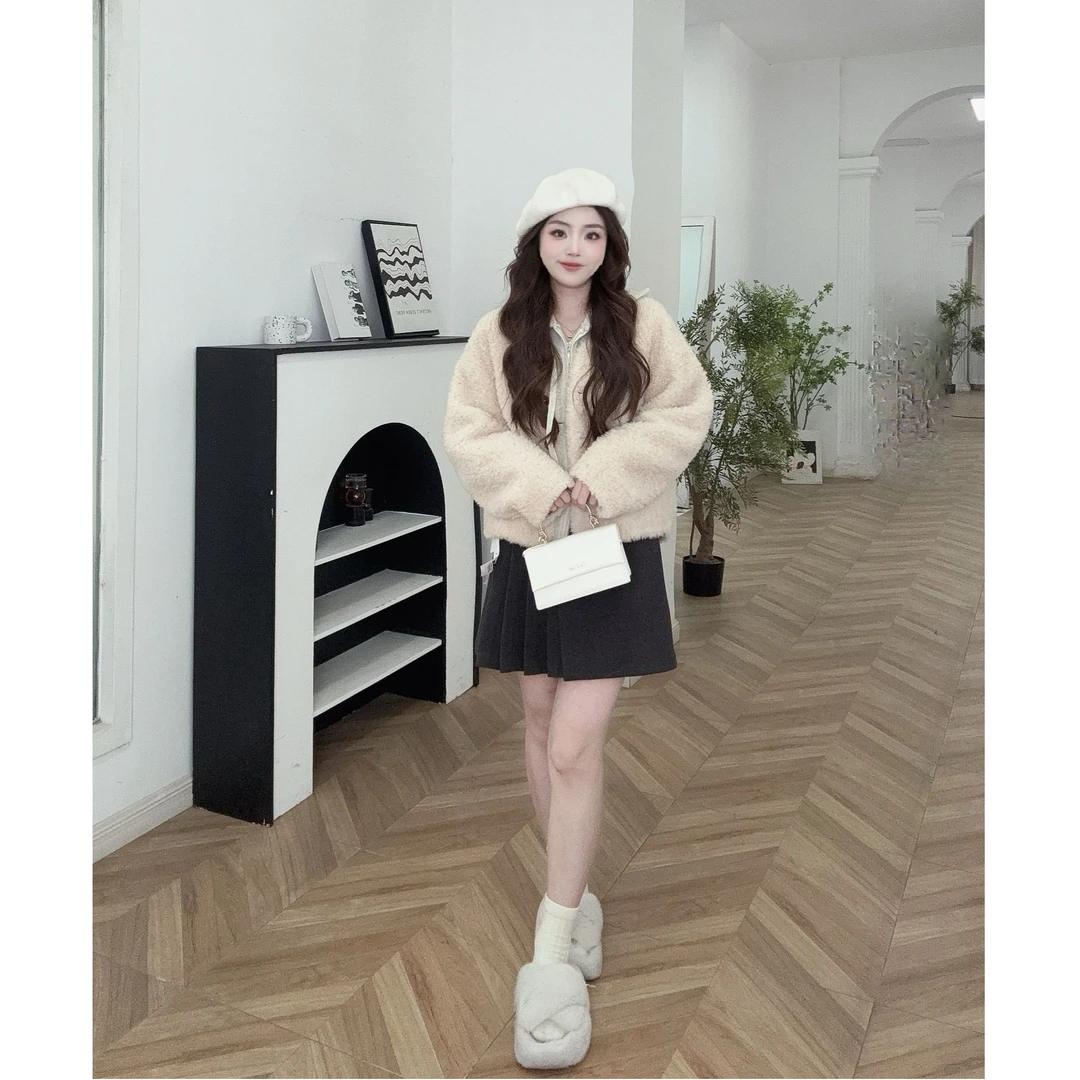 【微胖】IEF/爱依服2025短外套常规款女冬季上衣宽松型秋冬毛绒毛套