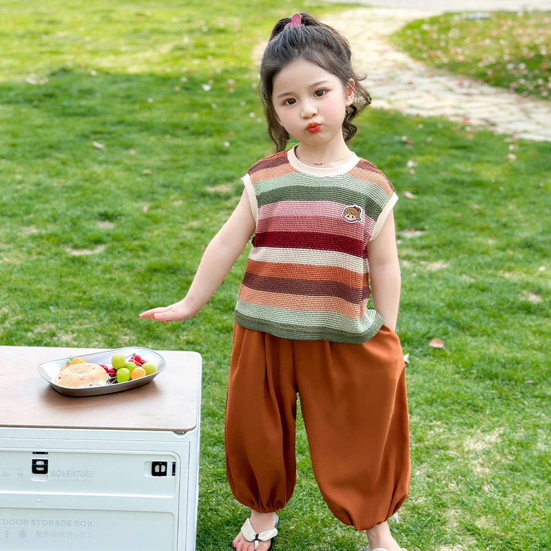 女童套装夏季2025新款儿童衣服女宝宝洋气薄款夏装女孩3-6岁时髦
