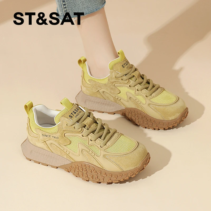 星期六德训鞋女款2025新款秋透气厚底女士休闲阿甘运动鞋爆款老爹