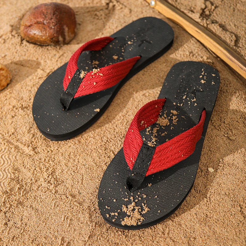 男士外穿布带款拖鞋时尚海边旅游夹脚拖织带透气夏季凉爽人字夹拖