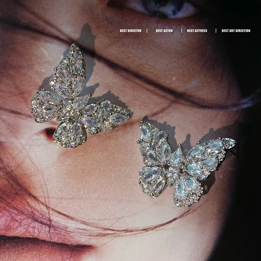 黄铜耳饰 轻奢欧美时尚蝴蝶