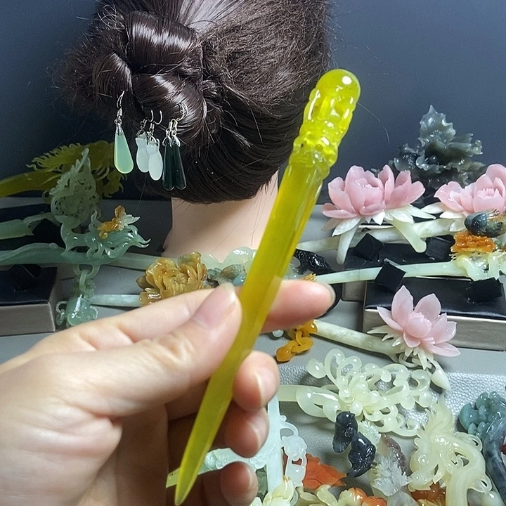 岫玉未镶嵌发簪发簪