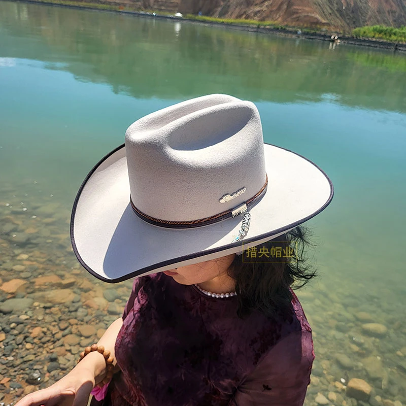 藏式风格男女同款包边美式大牛仔礼帽百搭羊毛西藏帽子藏帽新款