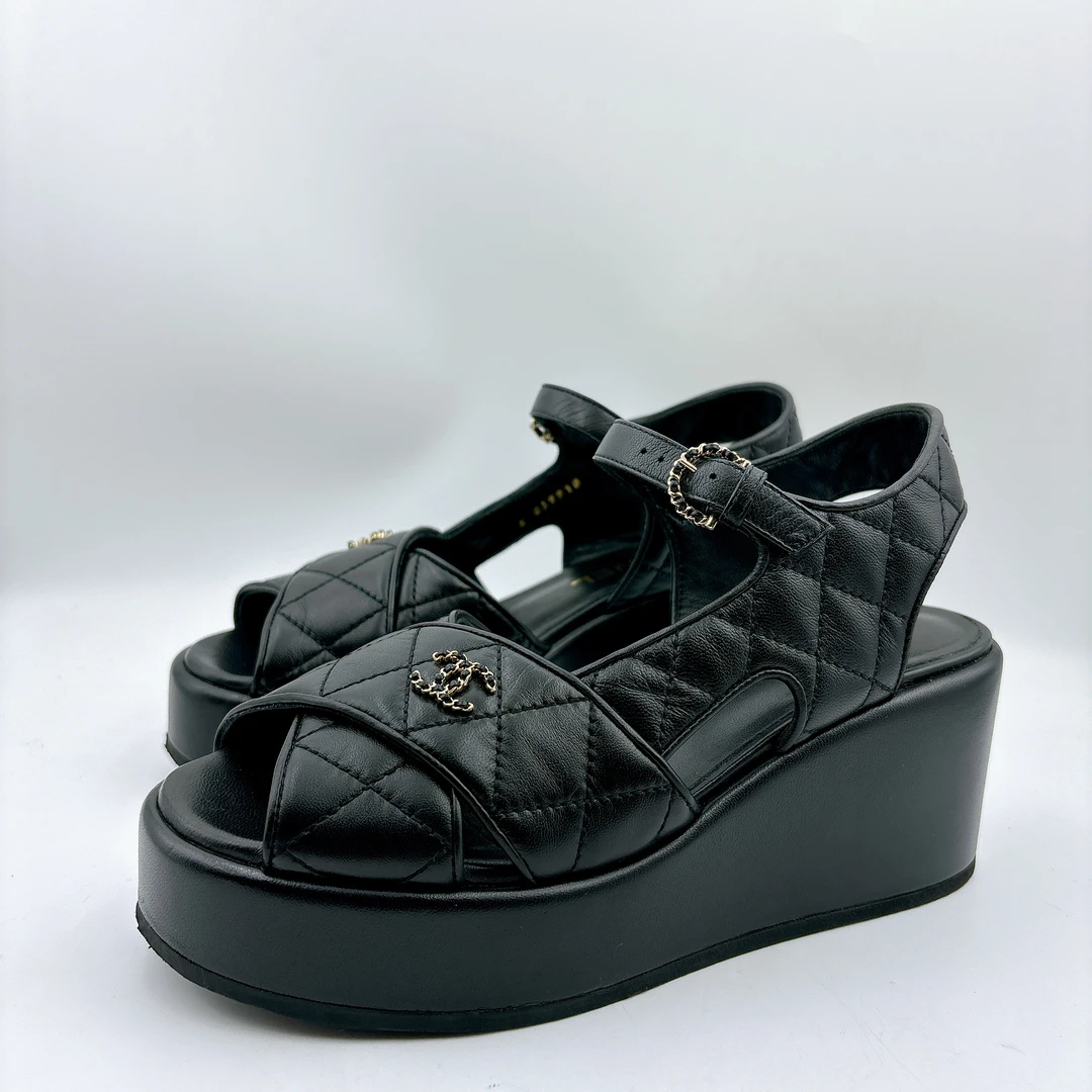 95新 Chanel/香奈儿 36.5码/坡跟厚底凉鞋/BM00903