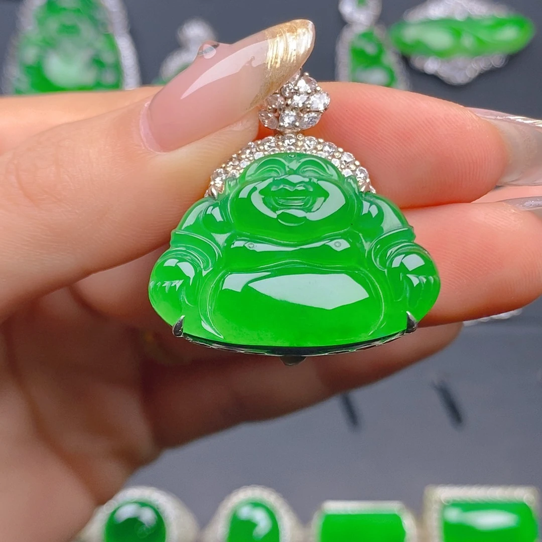 颈饰银S925镶嵌翡翠一**童