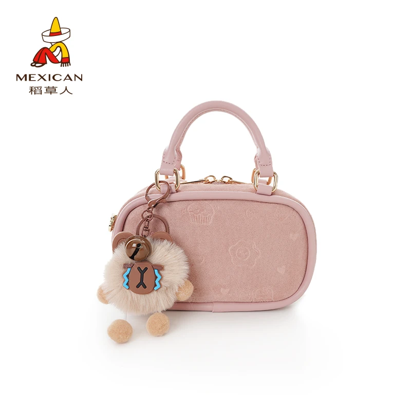 稻草人2024新款保龄球包秋冬复古百搭可爱印花单肩斜挎手提包