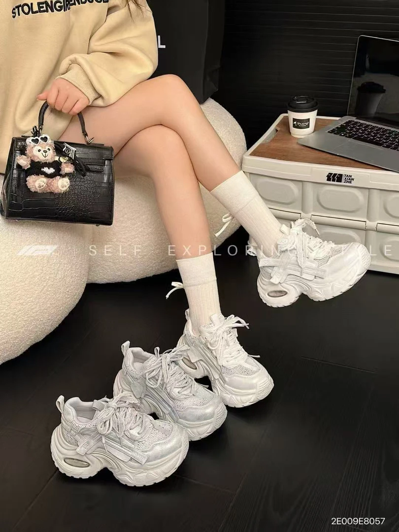 欧货厚底老爹鞋女2025夏季新款厚底增高轻便老网面透气休闲运动鞋