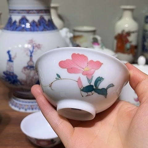 摆件景德镇陶瓷小茶园口径9厘米