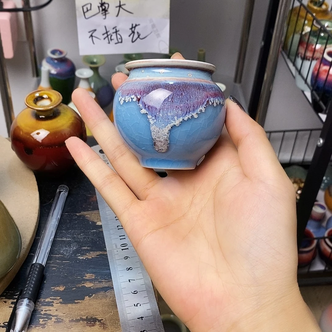 摆件带孔陶瓷小矮缸