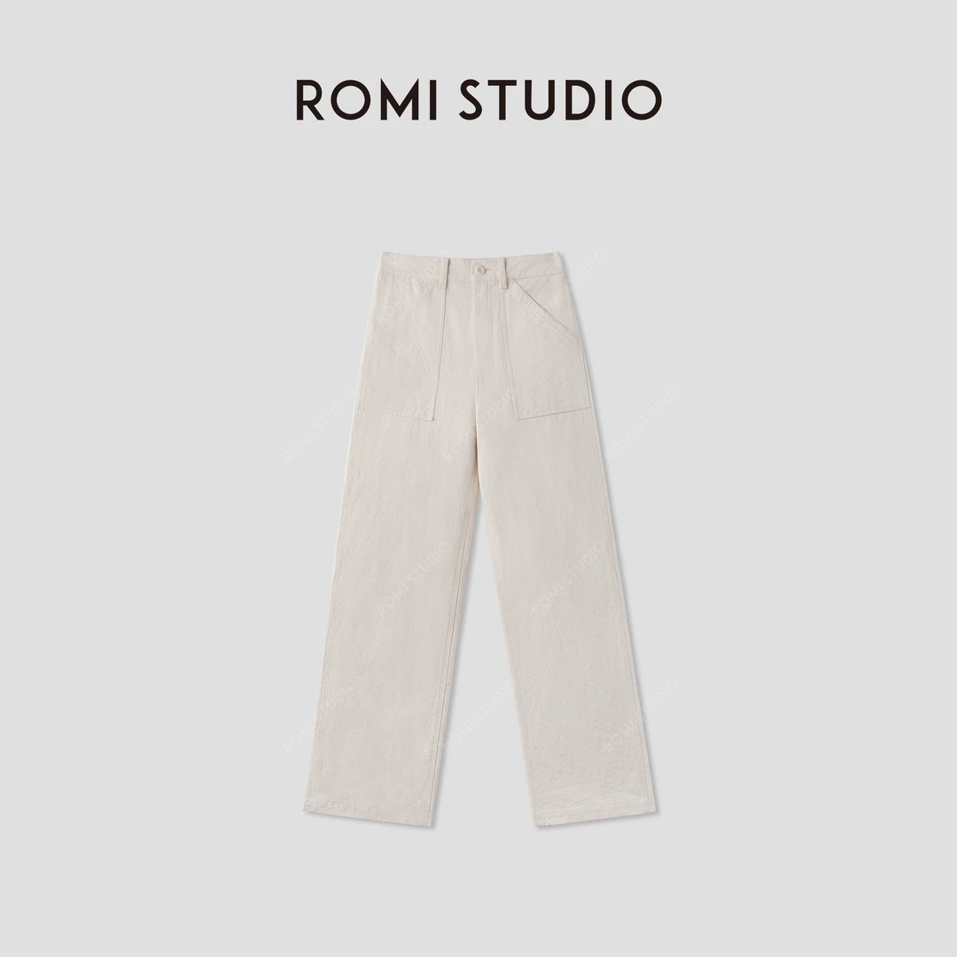 ROMI STUDIO“美式复古 ”原生态无染色薄款工装直筒长裤RWCRXY2995