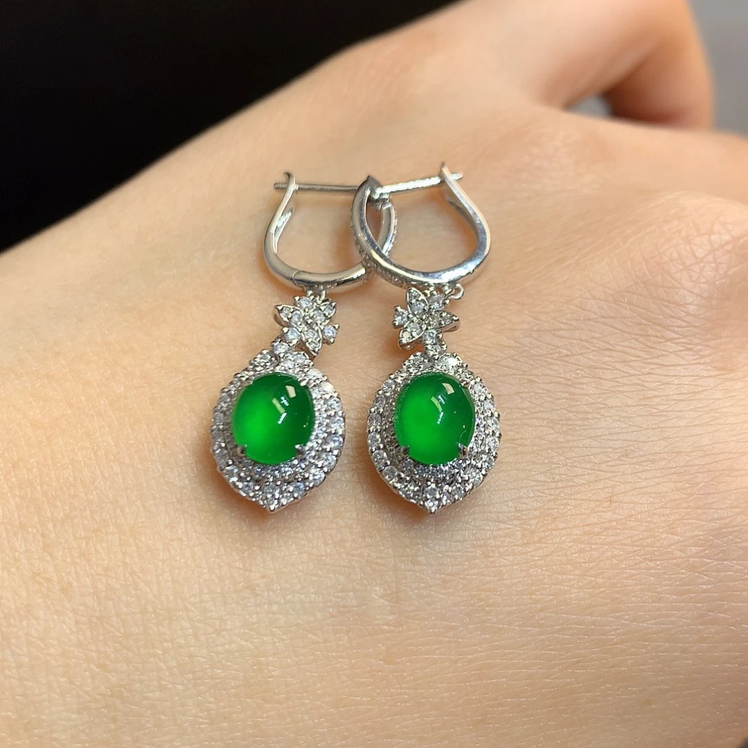 翡翠耳饰18K金镶嵌耳饰