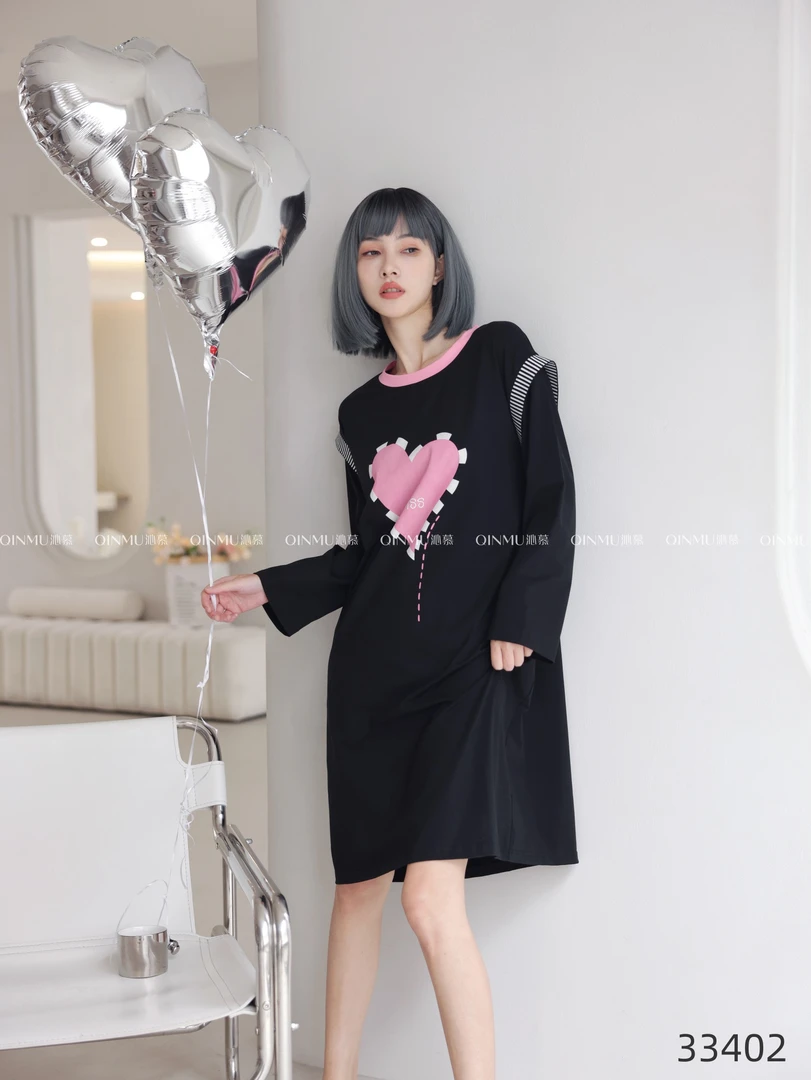 QM正品新款春秋季女纯棉日系韩版甜美公主风长袖睡裙家居服可外穿
