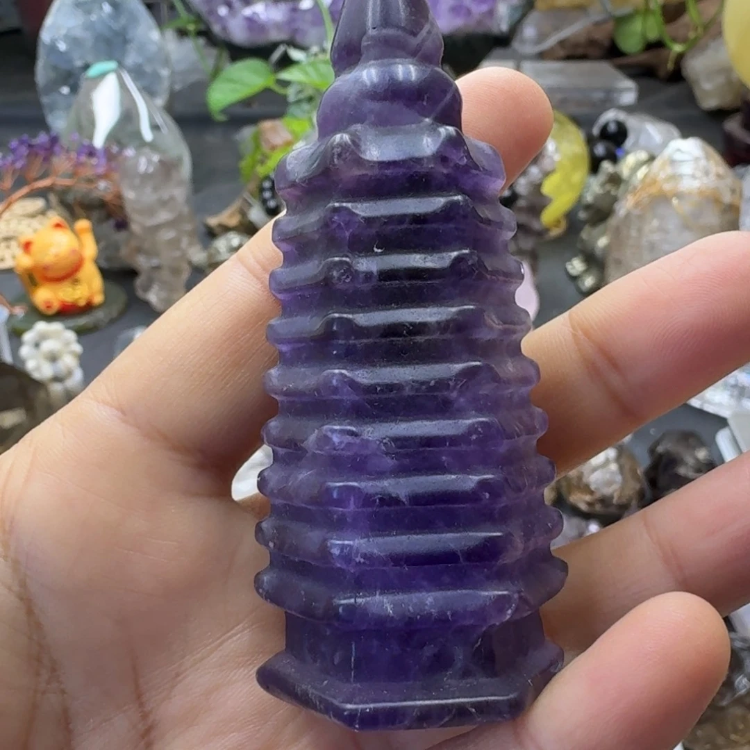 石材紫晶文昌塔高八