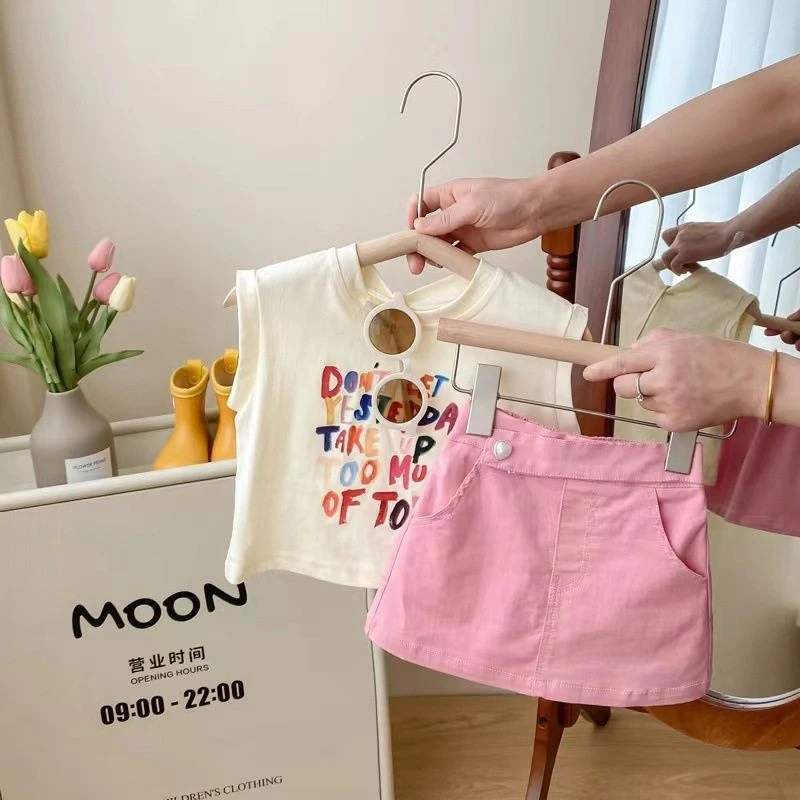 女童夏季套装休闲2025年款衣服儿童洋气韩版时髦裙子两件潮牌童装
