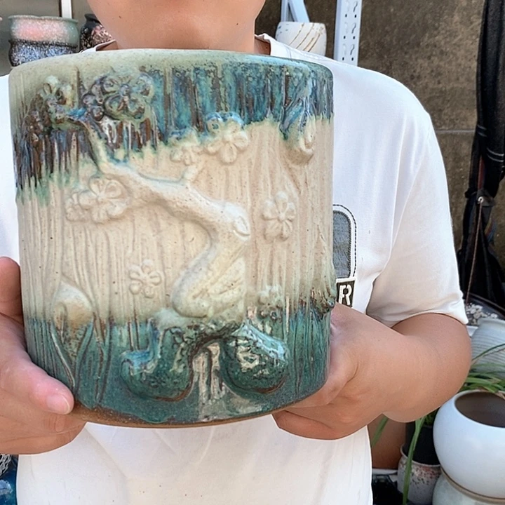 紫砂花盆口20高20瑕疵