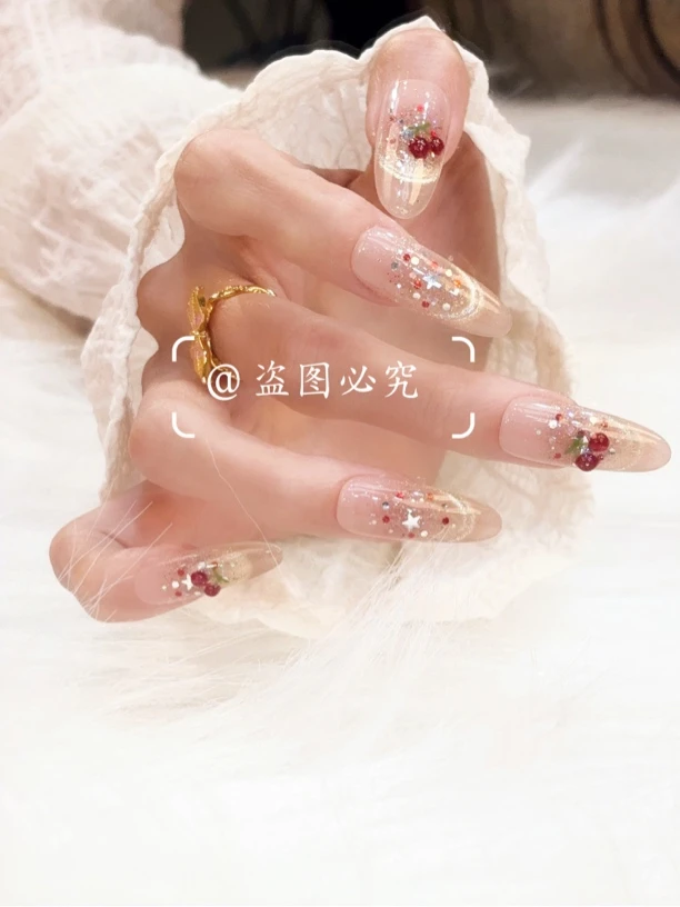 【樱为有你】猫眼春夏季温柔款设计穿戴甲温柔纯手工气质纯欲ins风