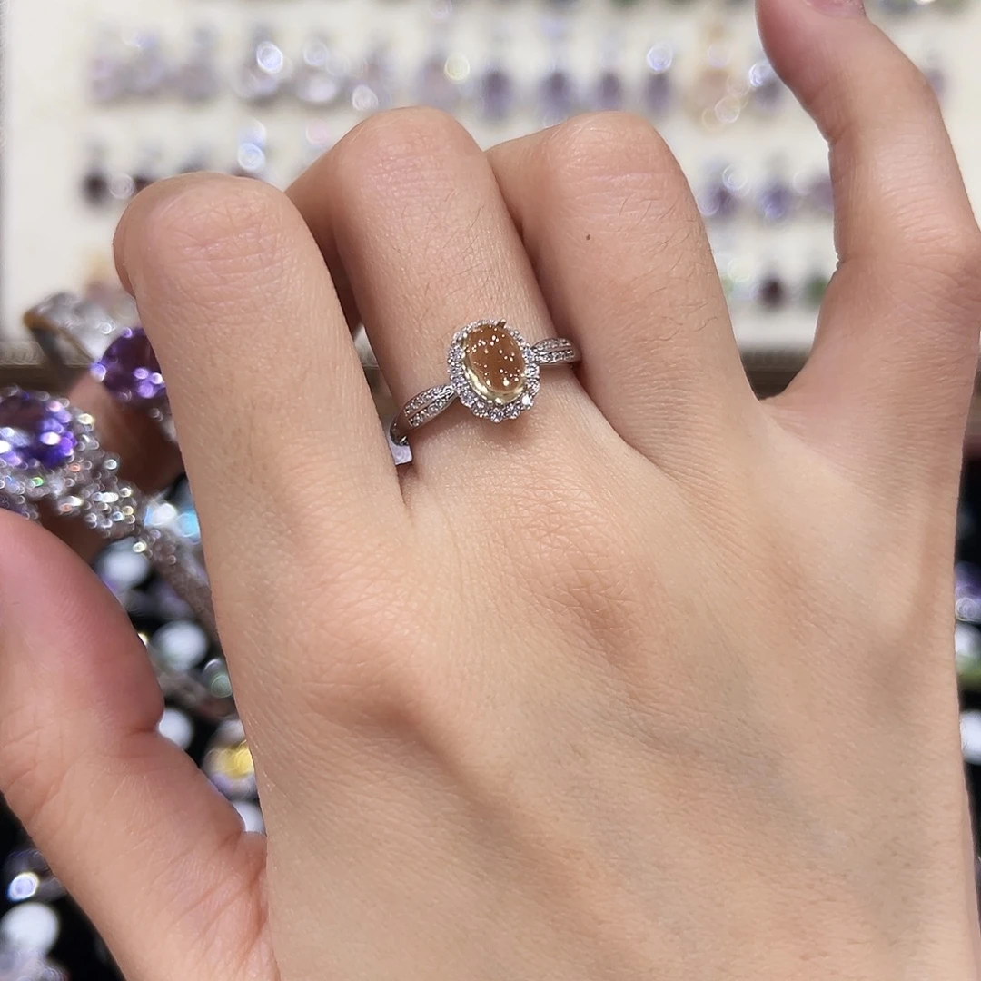 L***.戒指黄晶银S925镶嵌