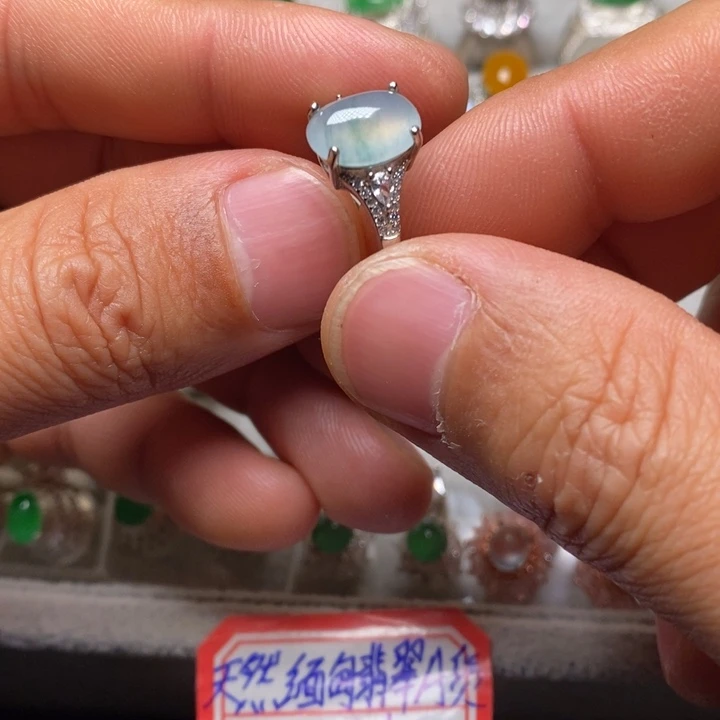 翡翠戒指银S925镶嵌戒指