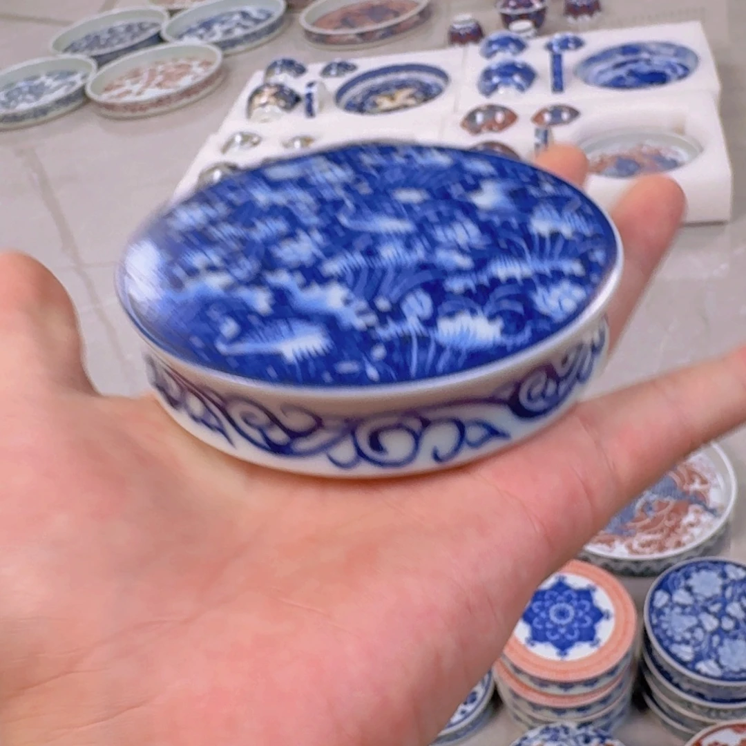 瓷片青花一路连科盖置景德镇