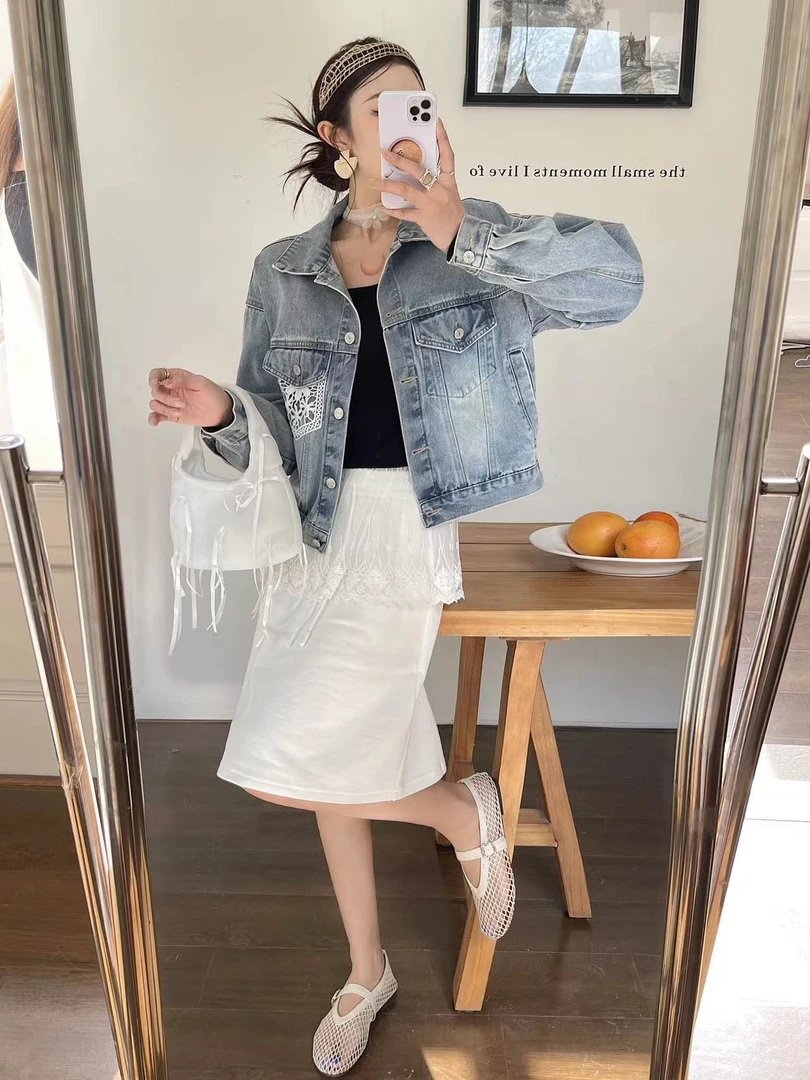 秋季新款时尚韩版宽松复古怀旧水洗牛仔外套女百搭ins设计感上衣